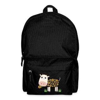 Kuh mit Sonnenblumen statt Fell - Rucksack - Schwarz - Vorne
