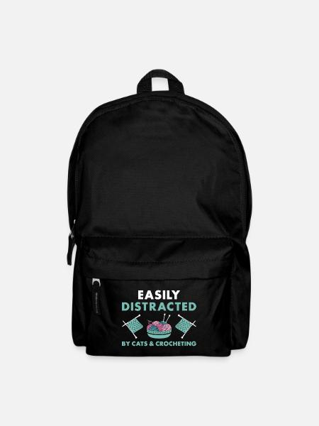 Crocheteur facilement distrait par les chats et le crochet - Sac à dos - noir