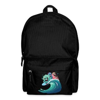 monsters surfing on wave - buntes Surfdesign - Rucksack - Schwarz - Vorne