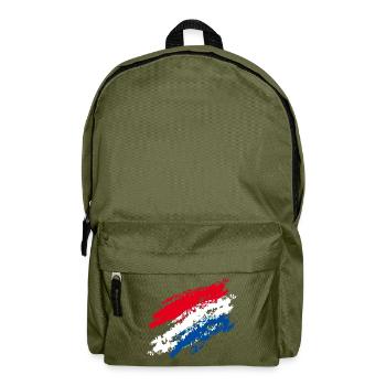 NIederlande Flagge / Kursiv Streifen - Kreide - Rucksack - Olivgrün - Vorne