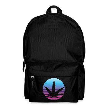 Cannabis Blatt Retro Sonnenuntergang - Rucksack - Schwarz - Vorne