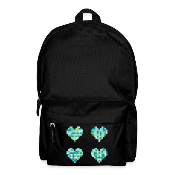Cœurs 4 pixels - couleurs pastel néon - bleu - vert - Sac à dos - noir - Devant