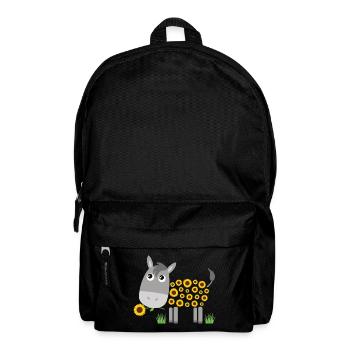 Esel mit Sonnenblumen statt Fell - Rucksack - Schwarz - Vorne