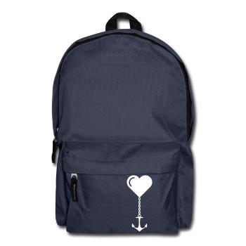 Anker Herz Liebe JGA Hafen Ehe Heimat - Rucksack - Navy - Vorne