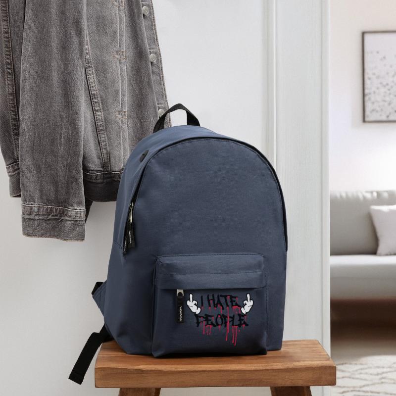 cool i hate people text graffiti spray drops blu Backpack