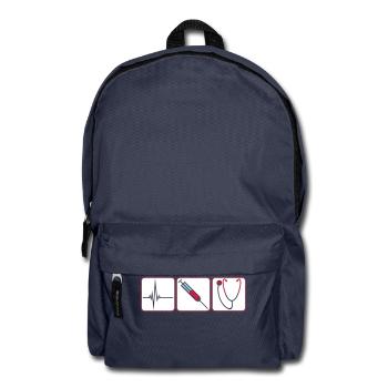 3 arzt button spritze logo Stethoskop abhoeren her - Rucksack - Navy - Vorne
