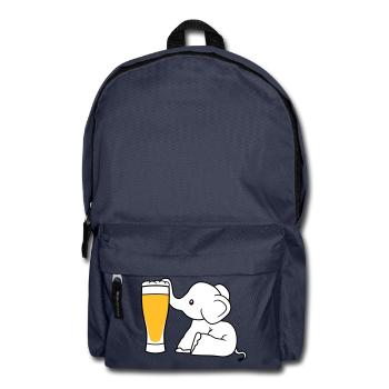elephant beer suck alcohol drink thirst drunk - Backpack - navy - Front