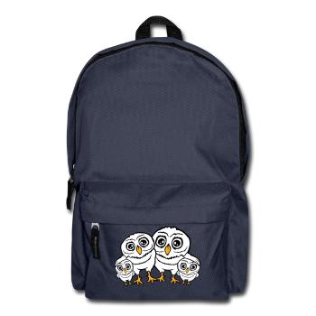 4 Owls Dad Mom Child Baby Family Mother Father - Backpack - navy - Front