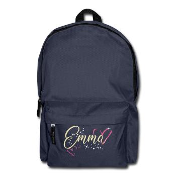 Emma Last name First name Calligraphy heart - Backpack - navy - Front