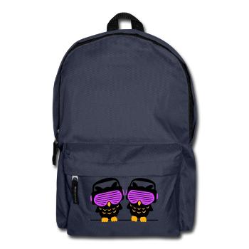 2 DJ Eulen Kopfhörer Musik hören Club Disko Party - Rucksack - Navy - Vorne