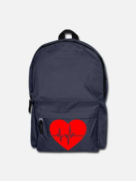 Herzschlag-Design mit EKG-Linie - Rucksack - Navy
