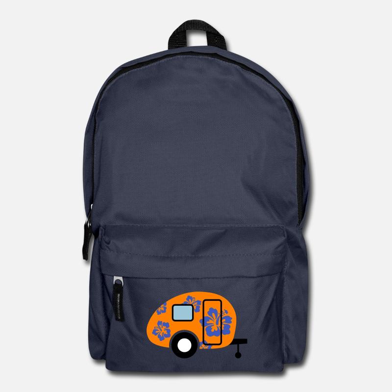 Hibiskus Caravan Wohnwagen Campingplatz Camper - Rucksack - Navy