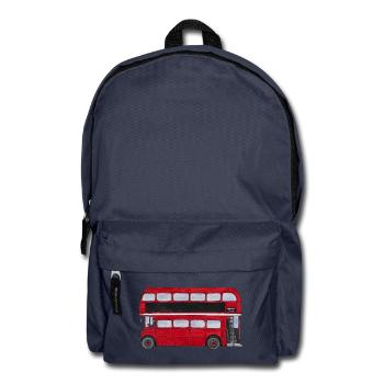London roter Bus Doppeldecker England Tourist City - Rucksack - Navy - Vorne