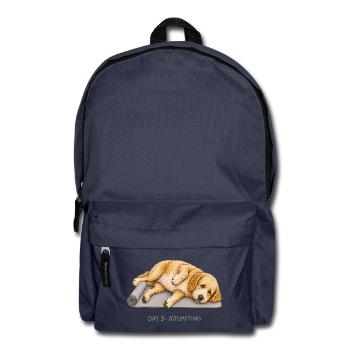 Goldendoodle Yoga Dog Day 3 Attempting - Backpack - navy - Front