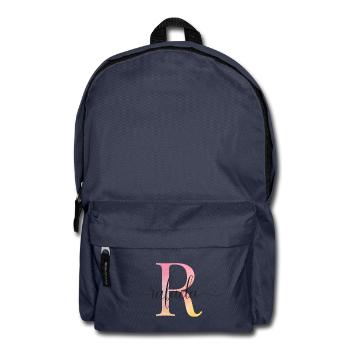 L | Monogramme | Nom | Rafaela |Aquarelle - Sac à dos - bleu marine - Devant