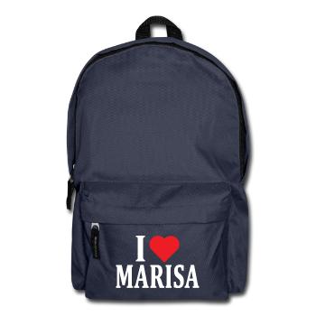 T-Shirt-Name Ich liebe Marisa Geschenkidee T-Shirt - Rucksack - Navy - Vorne