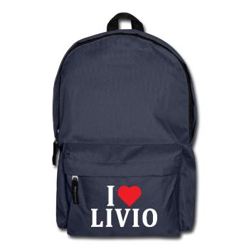 T-Shirt Name I love Livio T-Shirt Geschenkidee - Rucksack - Navy - Vorne