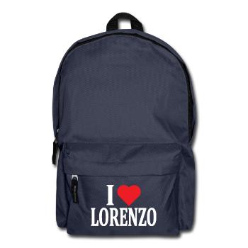 t-shirt name I love Lorenzo t-shirt gift idea - Backpack - navy - Front