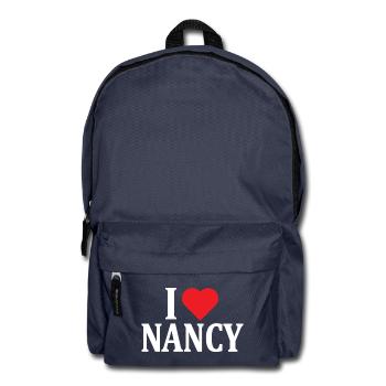 nom du t-shirt J’adore Nancy idée cadeau t-shirt - Sac à dos - bleu marine - Devant