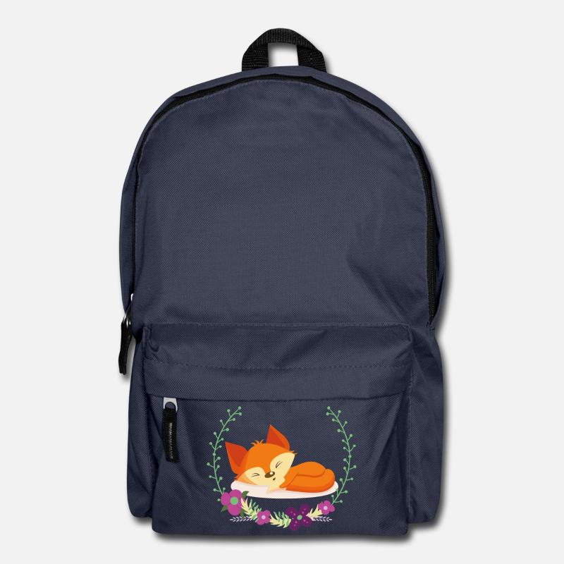 Renard endormi dans un cercle de fleurs - Sac à dos - bleu marine