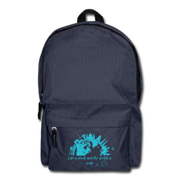 Abenteuer Weltreise Design - Rucksack - Navy - Vorne