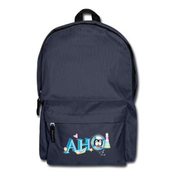 Salutation de marin avec lettrage Ahoi avec un marin pingouin - Sac à dos - bleu marine - Devant
