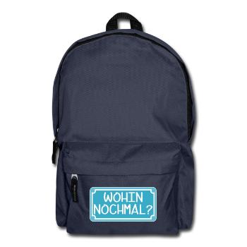 VERWIRRUNG - WOHIN NOCHMAL - STRAßENSCHILD - ORT - Rucksack - Navy - Vorne
