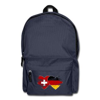 Switzerland Germany Flag used heart - Backpack - navy - Front