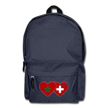 Maroc Suisse Drapeau Coeur utilisé - Sac à dos - bleu marine - Devant