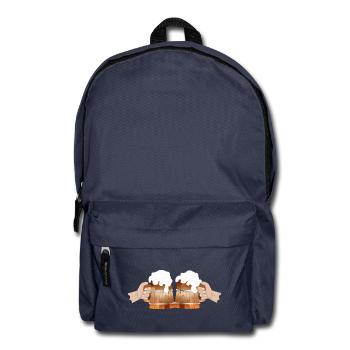 two filled beer mugs To toast Cheers - Backpack - navy - Front