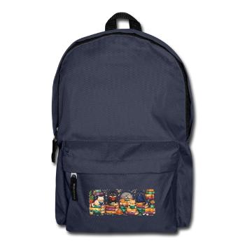 Lesende Katzen mit Bücherstapeln - Rucksack - Navy - Vorne