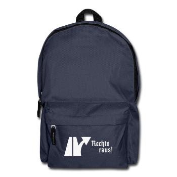 Rechts Raus! (Gegen Rechts / Schild / Fraktur) - Rucksack - Navy - Vorne