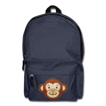 Bestickter niedlicher Affenkopf, verspieltes Tier (bedruckt) - Rucksack - Navy - Vorne