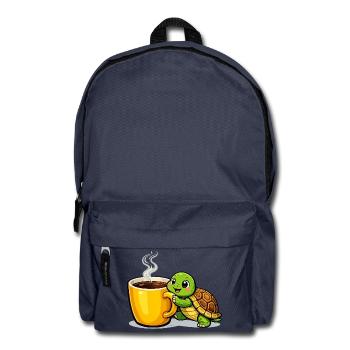 Kaffeeturtle mit dampfendem Becher - Rucksack - Navy - Vorne