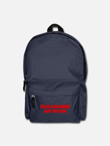 2500 Kalorien auf 100 km Fahrrad Anhänger Sticker - Rucksack - Navy