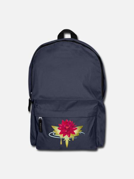 leuchtend rote Lotos Blüte im Wasser - Rucksack - Navy