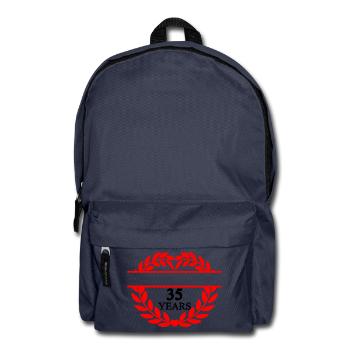 Bannière nominative trente-cinq ans, couronne de laurier en forme de cœur - Sac à dos - bleu marine - Devant