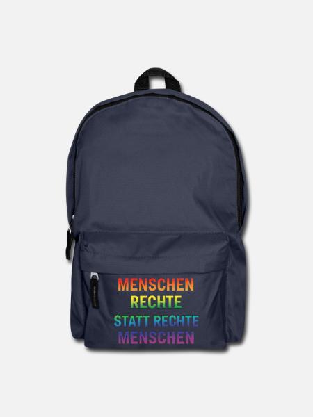 Menschenrechte Statement Regenbogen Demokratie - Rucksack - Navy