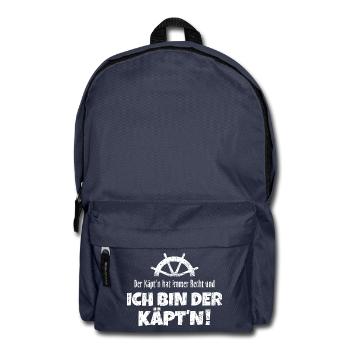 Der Käpt'n hat immer Recht (Weiß) Boot & Segeln - Rucksack - Navy - Vorne