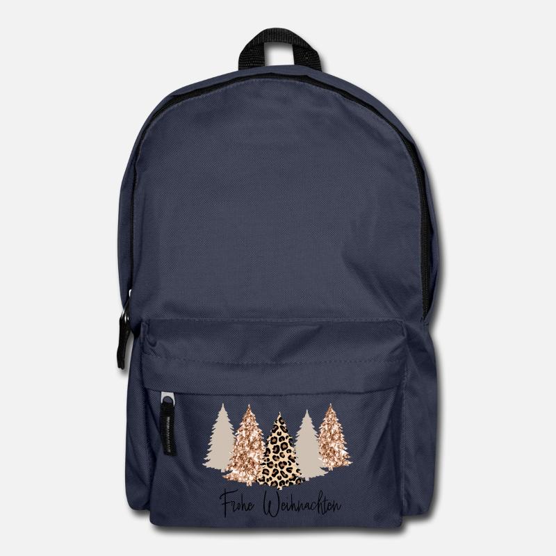Frohe Weihnachten Glitzer Tannenbaum Leopard - Rucksack - Navy