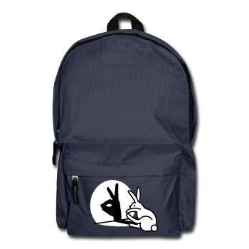 Funny Rabbit hand shadow puppets humor pop art - Backpack - navy - Front