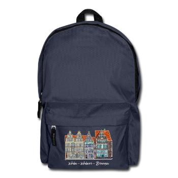 Marché de Brême, Dessin, Allemagne - Sac à dos - bleu marine - Devant