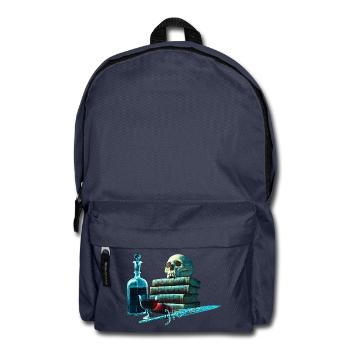 Gothic Totenkopf Bücher & Dolch Digital Art  - Rucksack - Navy - Vorne