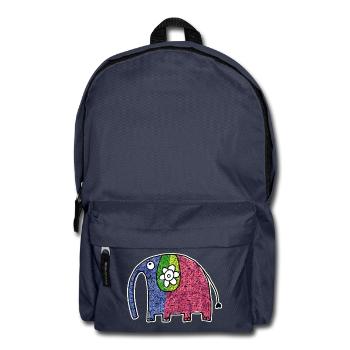Süßer bunter Elefant Eli - Rucksack - Navy - Vorne