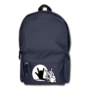 Kaninchen Schatten Hand ROCK Musik HARD ROCK Fan - Rucksack - Navy - Vorne