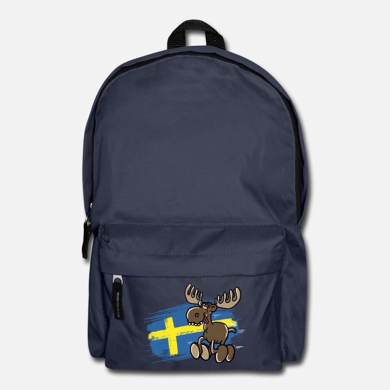 Schweden - Elch - Flagge - Rucksack - Navy