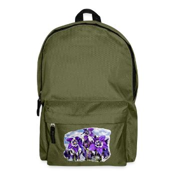 Blühende Akelei - Rucksack - Olivgrün - Vorne