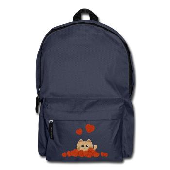 Süße Katze umgeben von Herzen zum Valentinstag - Rucksack - Navy - Vorne
