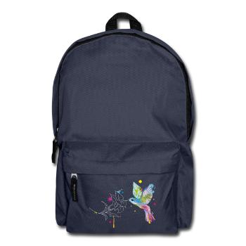 Kolibri und Blüte - Rucksack - Navy - Vorne