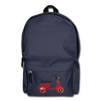 Scooter rétro – Dessin abstrait en gribouillis - Sac à dos - bleu marine - Devant